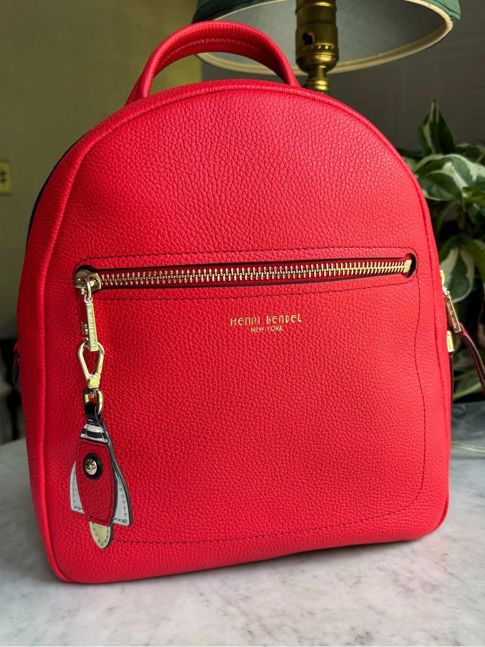 Henri Bendel About Town Red Pebbled Leather Mini Backpack/Shoulder Bag - Picture 10 of 11